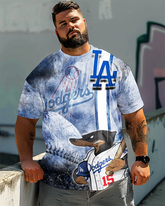 T-shirt imprimé à manches courtes pour hommes, grande taille